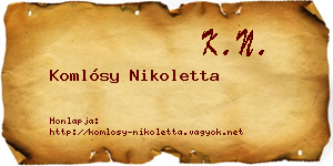 Komlósy Nikoletta névjegykártya